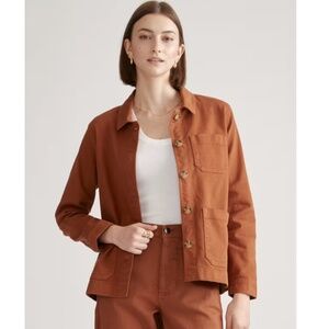 QUINCE Organic Comfort Stretch Chore Jacket in Rust - M